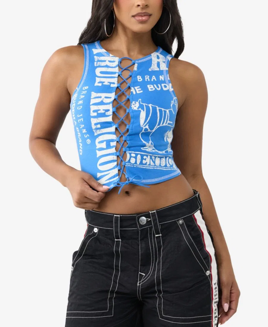 Топ без рукавов с принтом Printed Buddha Split True Religion, Super Sonic