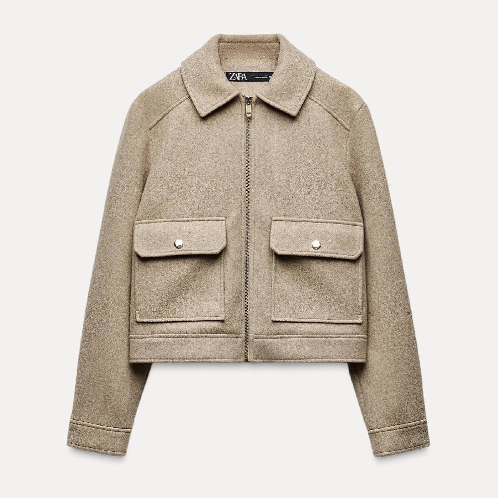 

Жакет Zara Soft Zip-up, светло-коричневый (размер S)