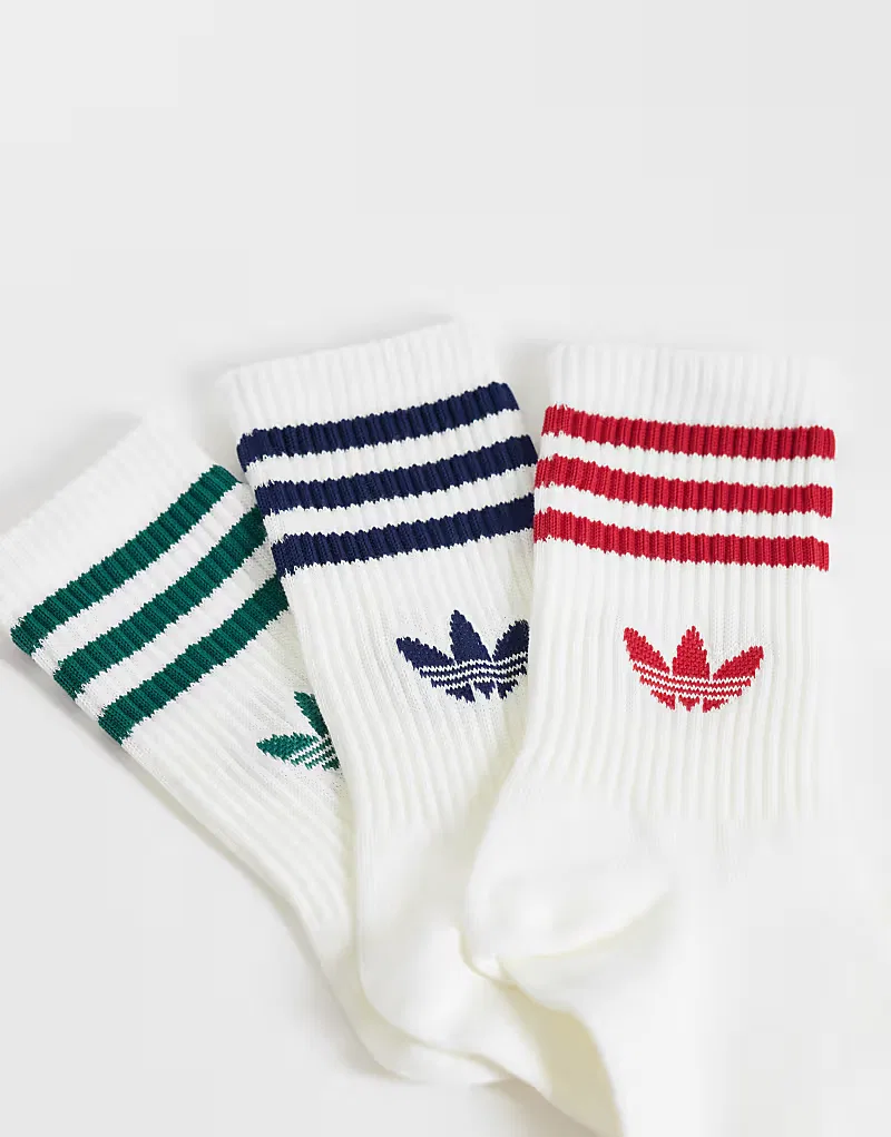 Носки высокие с тремя полосками 3 шт Adidas Originals, белый/красный/темно-синий/зеленый — фото 2