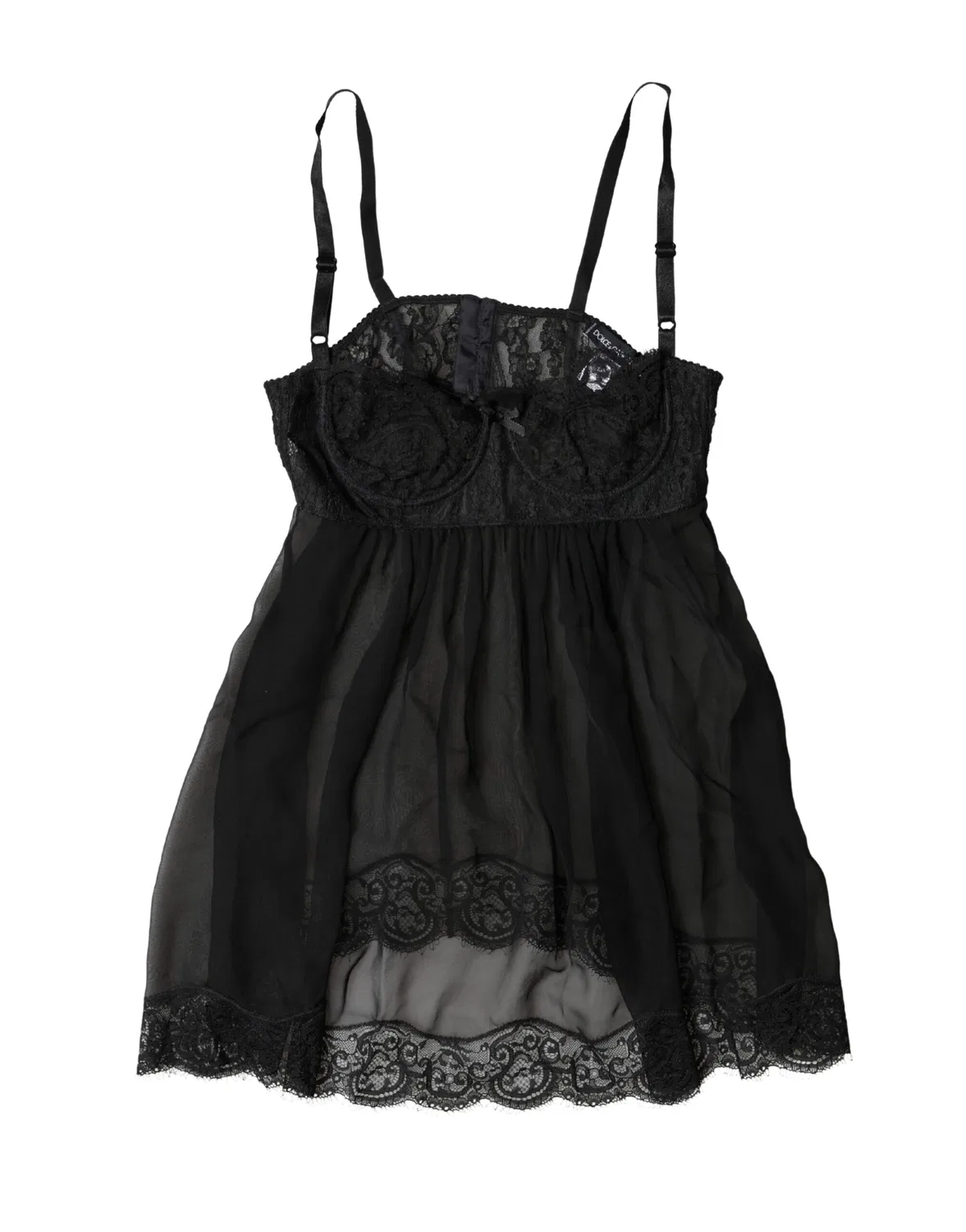 Женский топ-борцовка на бретелях из кружева с цветочным узором Lingerie Top Dolce & Gabbana, Black