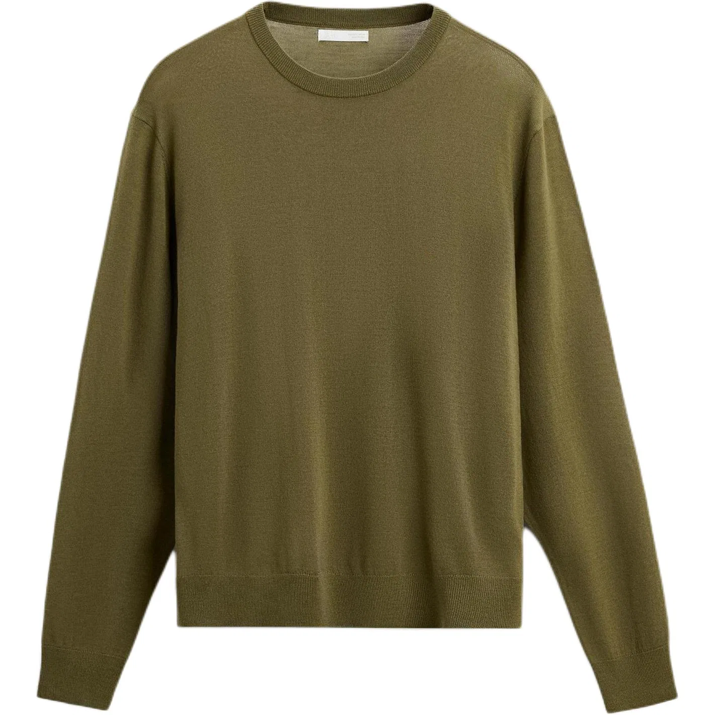 Мужской свитер с круглым вырезом, Olive Green, ZARA