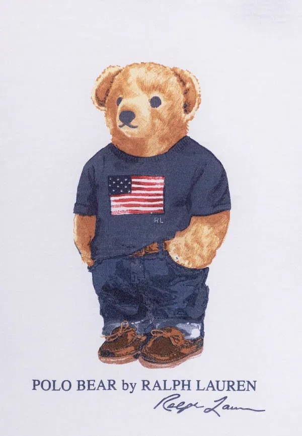 Пижама с принтом Bear & matching short unisex Polo Ralph Lauren, White, Elite Blue, белый/синий — фото 4