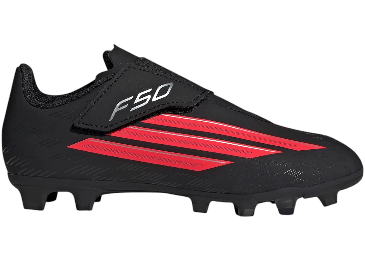 Детские бутсы с липучкой Adidas F50 Club Velcro FG/MG, Core Black/Lucid Red/Core Black