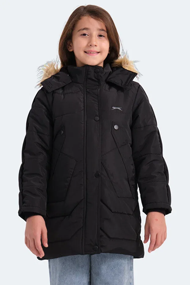 Детское пальто для девочек ветрозащитное Slazenger, Black — фото 3