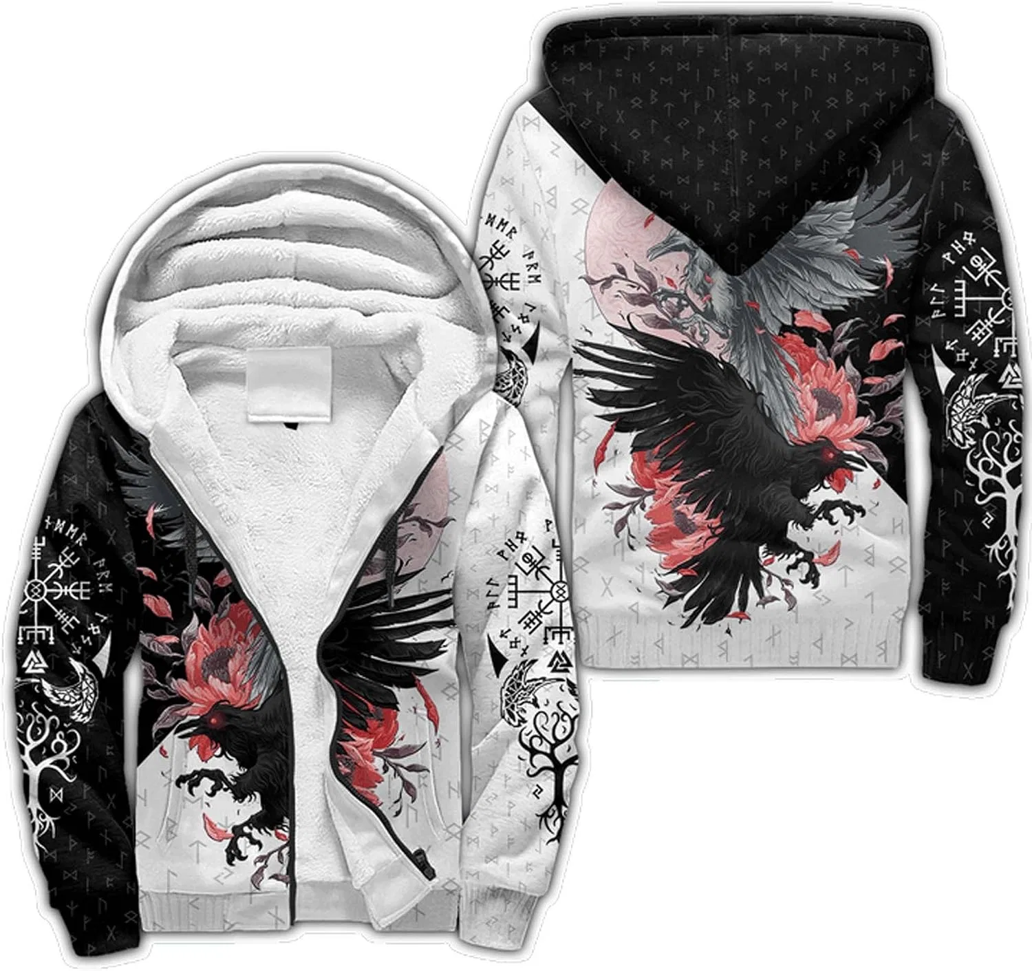 Мужское пальто с принтом Viking Tattoo Tai Chi Wolf Harajuku Mjölnir Odin Raven Vegvisir, A Viking Tattoo Hoodie