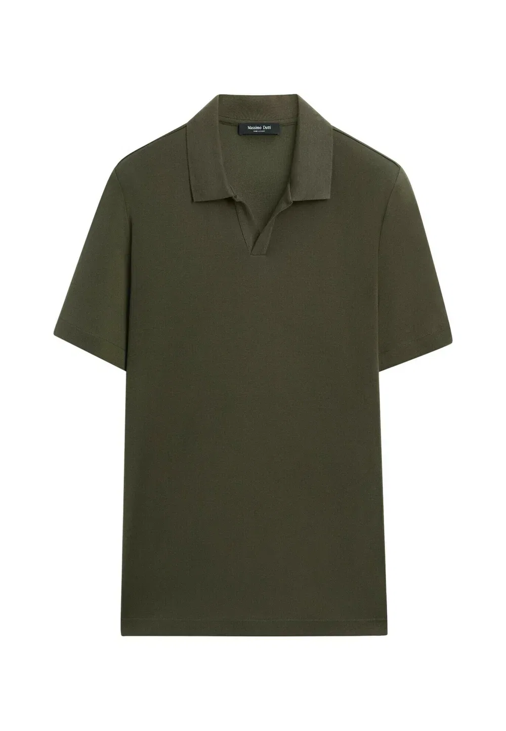 Рубашка-Поло с коротким рукавом и V-образным вырезом - рубашка-поло Massimo Dutti, Dark Green — фото 4