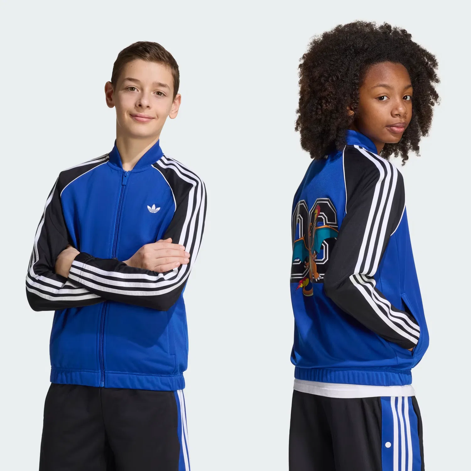 Детская олимпийка свободного кроя Pokémon SST Adidas Originals, ярко-синий/черный