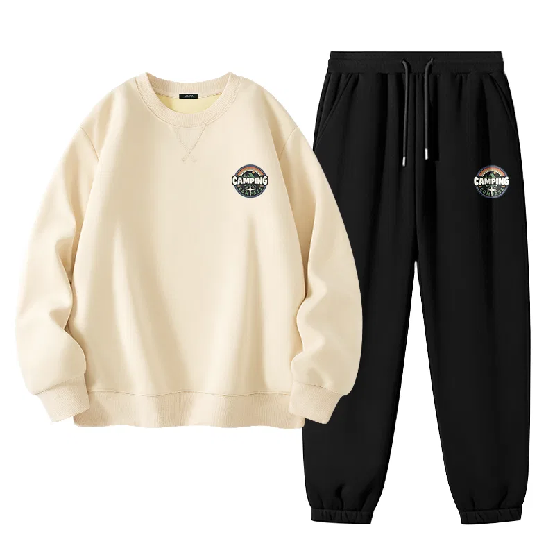Детский спортивный комплект с начесом и флисовой подкладкой MINISO, Light Beige Heather Navy