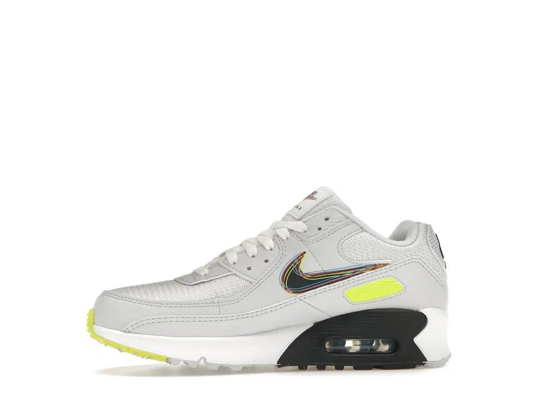 Детские кроссовки Lifestyle Nike Air Max 90, White/Blackened Blue/Volt/Football Grey — фото 3