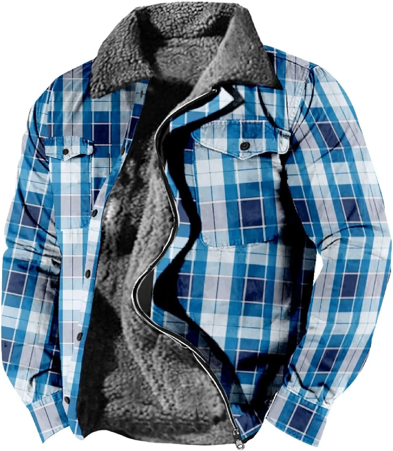 Мужская фланелевая куртка с начёсом, модель Buffalo Plaid Western, синий