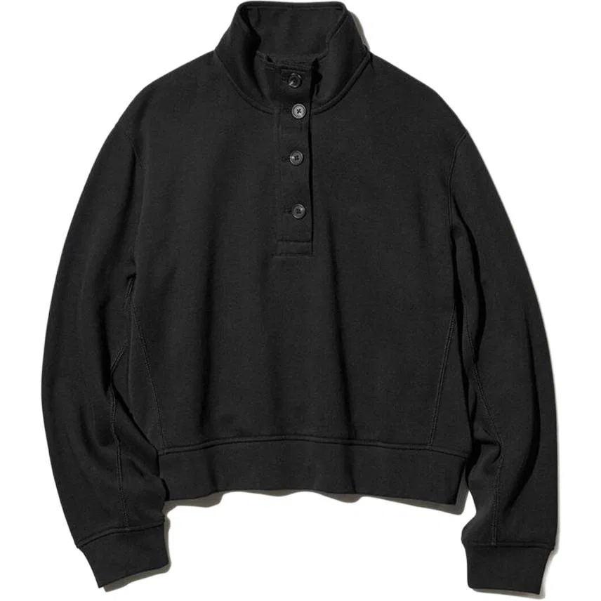 Женский свитшот с воротником-стойкой UNIQLO, 09 Black