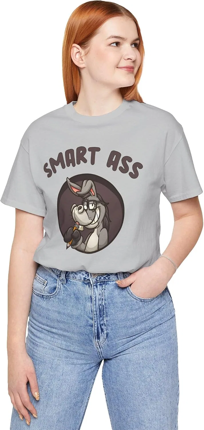Женская футболка с принтом Smart Ass, Athletic Grey — фото 2