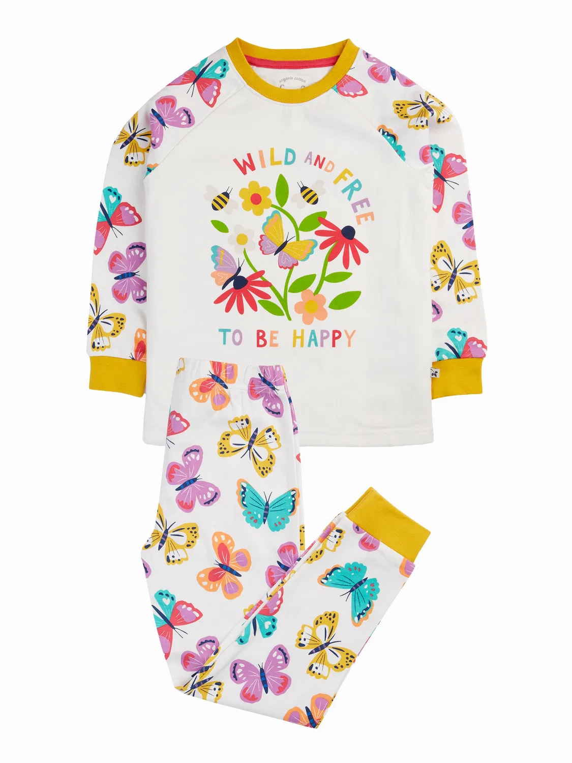 Пижама детская с полосатыми рукавами Kernow Frugi, белый