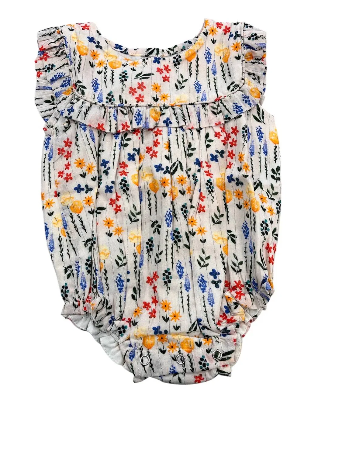Детский боди-комбинезон для девочек с цветочным принтом Floral Bubble Smockingbird, Silver Spring
