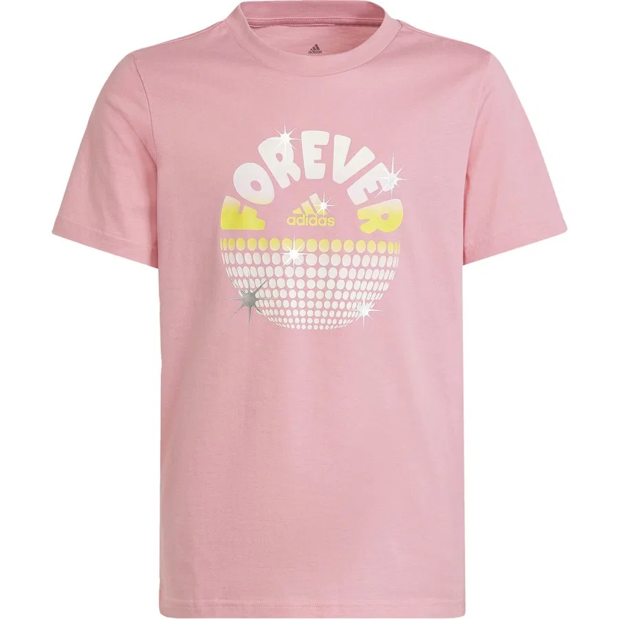 Женская футболка с металлическим принтом Glam Graphic Tee adidas, Розовый — фото 4