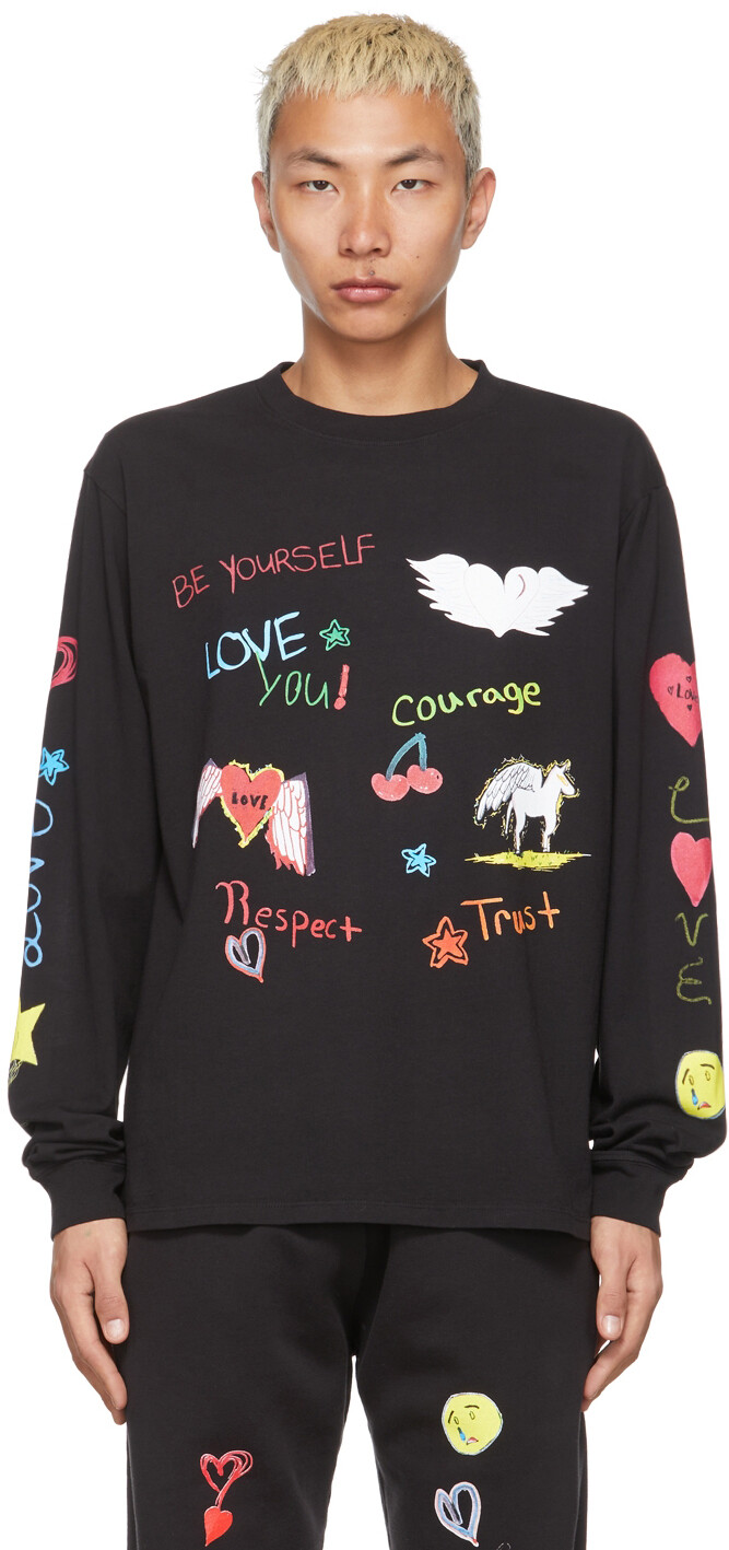 

Черная футболка с длинным рукавом \Be Yourself\"" Kids Worldwide, Черный, Черная футболка с длинным рукавом \Be Yourself\"" Kids Worldwide