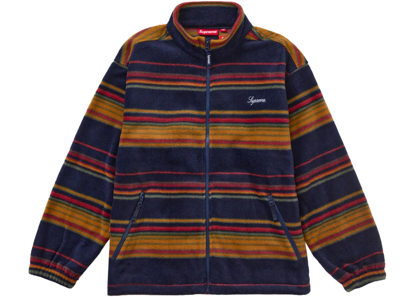 Мужская куртка-флис на молнии Supreme Stripe Zip Up Fleece Jacket Supreme, Navy