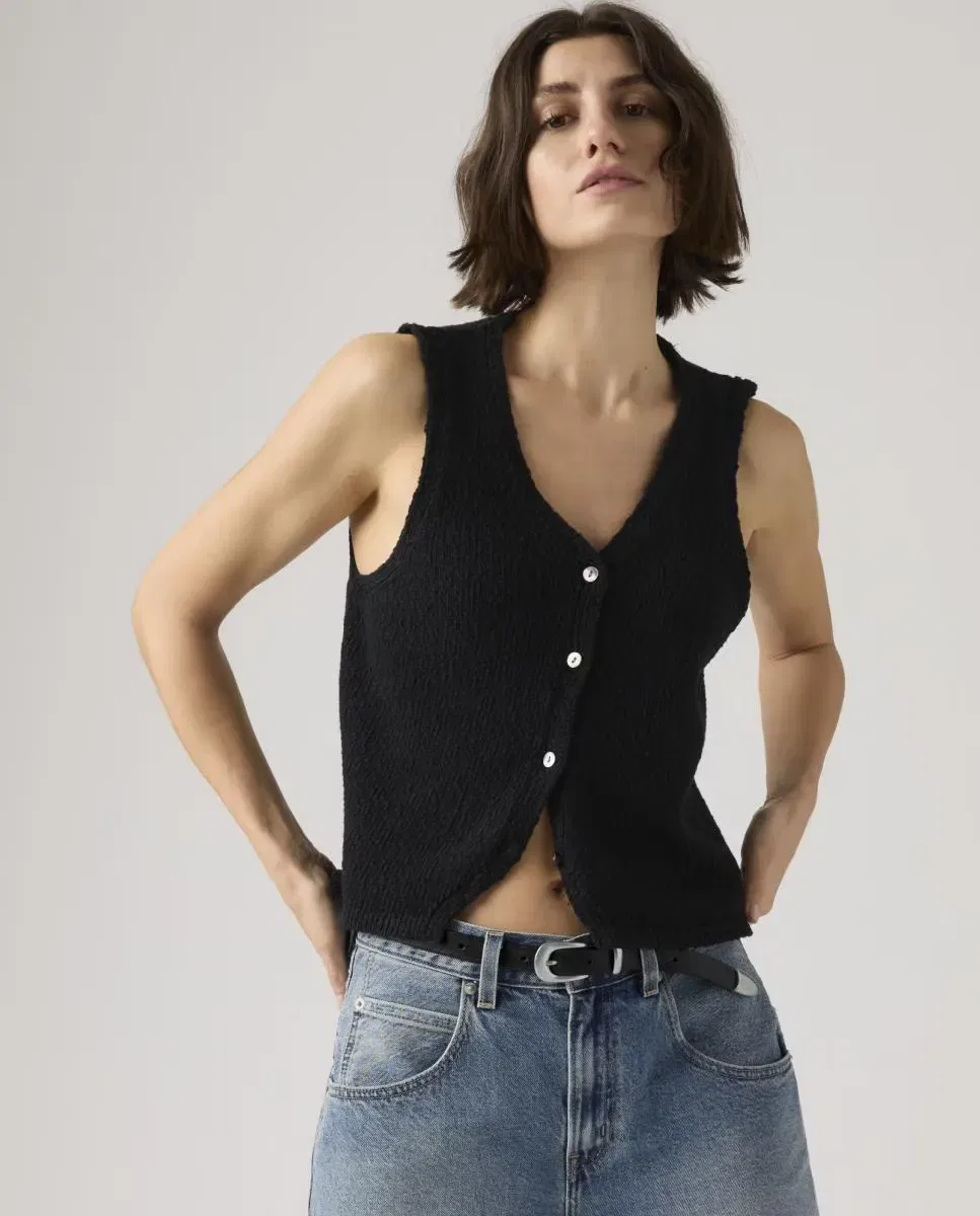 Женский вязаный жилет с круглым вырезом Levi's, Negro — фото 4
