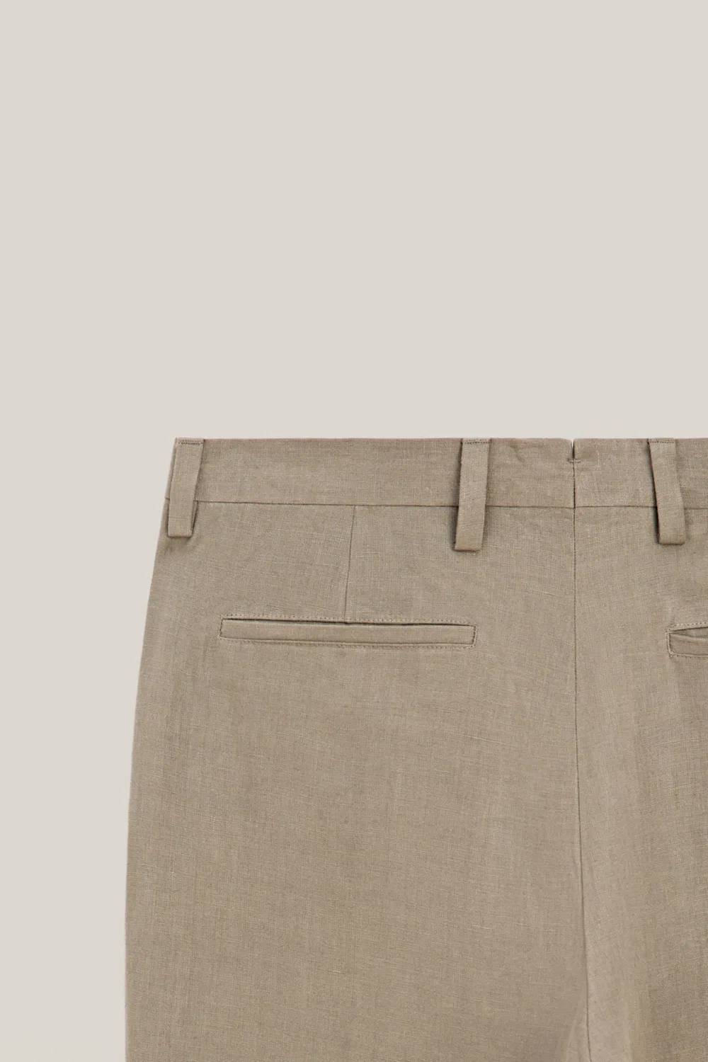 Льняные брюки с двойными вытачками - лимитированная серия Massimo Dutti, хаки — фото 4