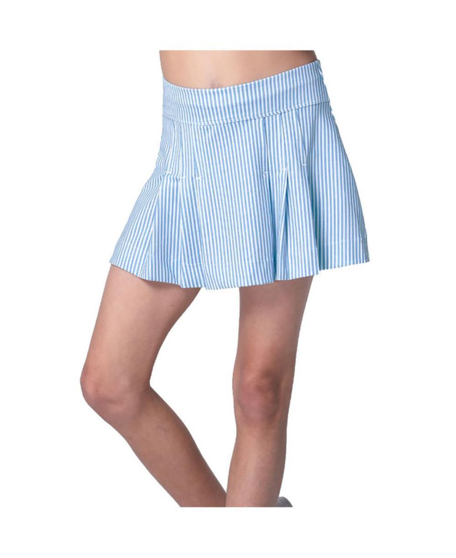 

Шорты-юбка для девочек из льняной ткани в полоску со складками Lucky In Love, Periwinkle