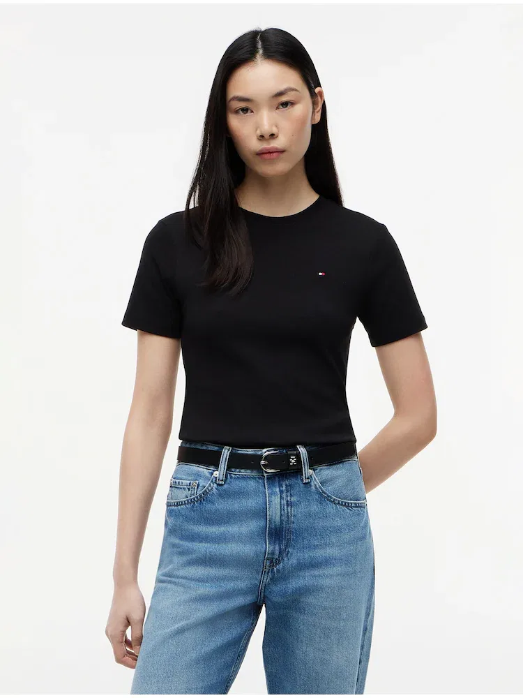 Футболка с круглым вырезом Slim TOMMY HILFIGER, Black