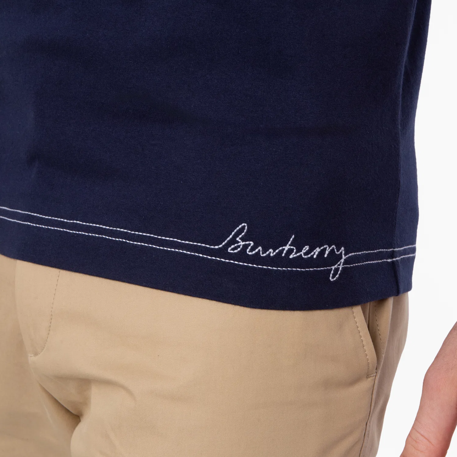 Футболка с логотипом Burberry Logo Embroidered Cotton T Shirt Burberry, Storm — фото 4