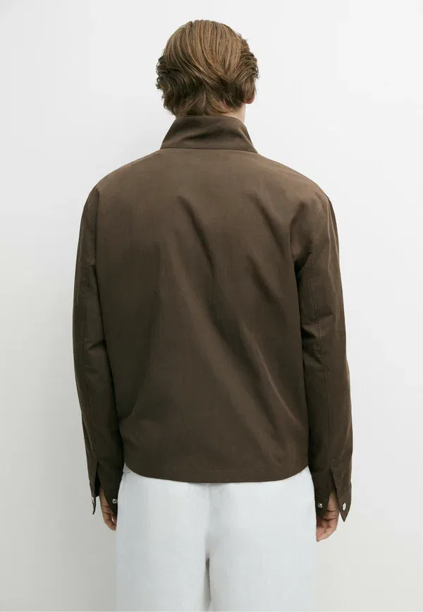 Куртка с высоким воротником Summer jacket Massimo Dutti, темно-коричневый — фото 3