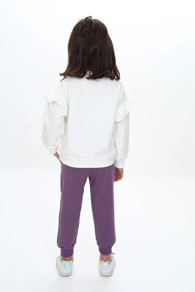 Детский комплект для девочек с принтом Bow Printed Toontoy, Purple — фото 4