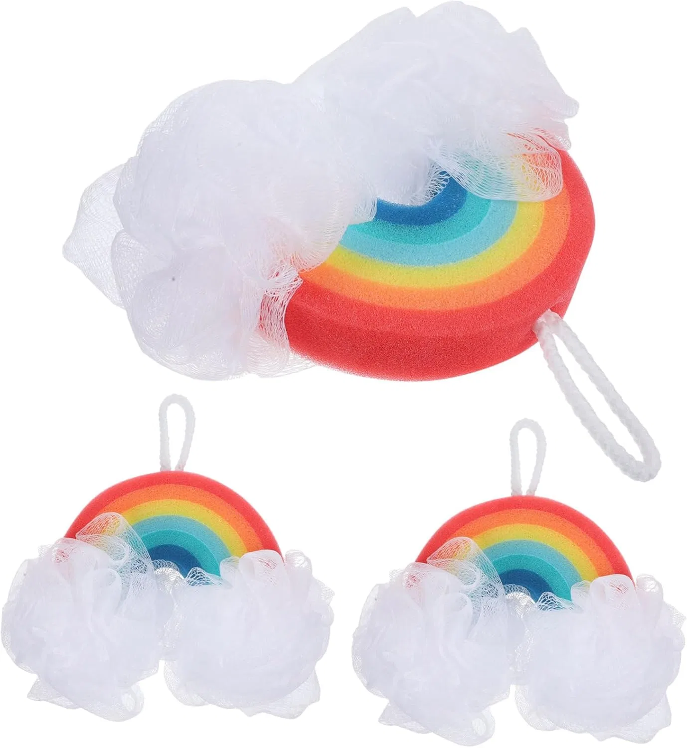 Мочалка для душа Rainbow, 3 шт, VALICLUD, 110 г, Multi-coloured