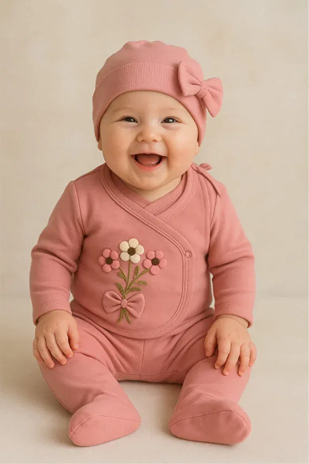 Детский комбинезон для новорожденных с тиснением Bamoola For Babies, Purple Embossing — фото 3