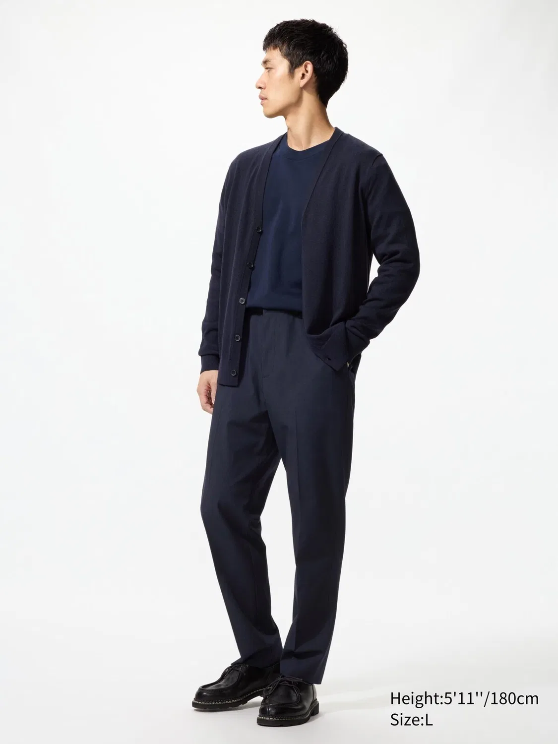 Брюки Uniqlo, укороченные брюки, темно-синий