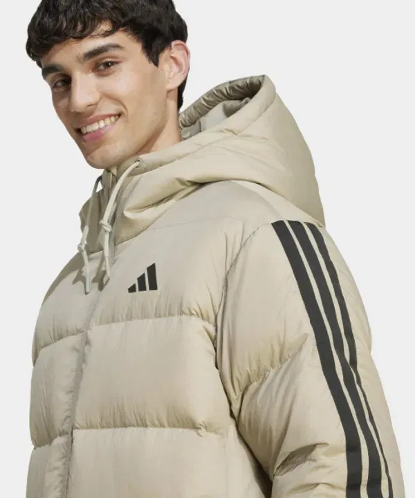 Пуховик с капюшоном Climawarm 3-Stripes Adidas, путти бежевый