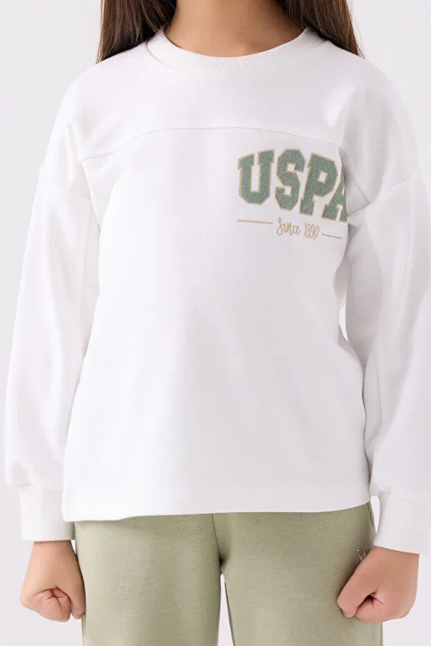 Детский спортивный костюм для девочек с принтом U.S. Polo Assn., Nude Color — фото 4