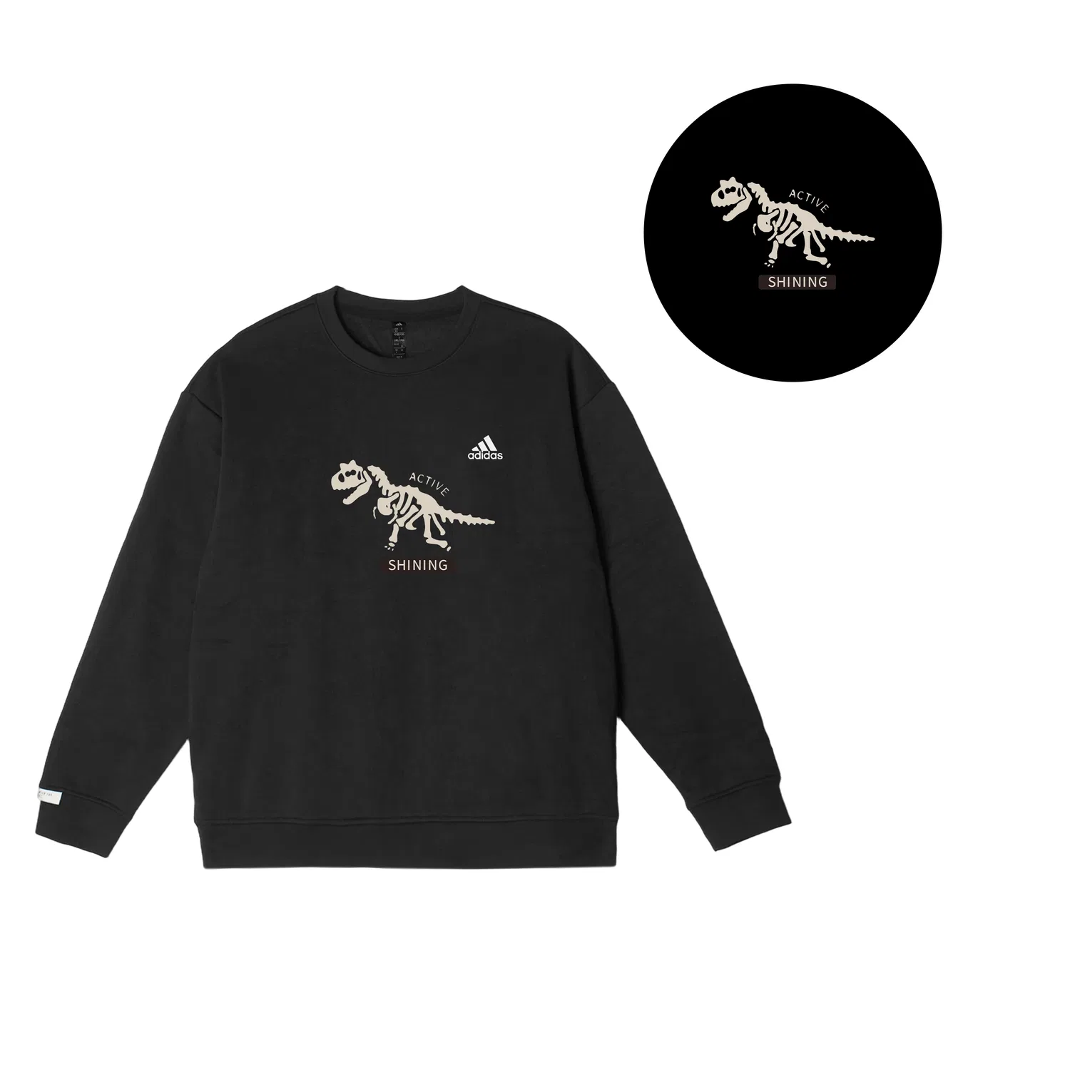 Женское худи с длинным рукавом с принтом LABEL Adidas, Black — фото 3