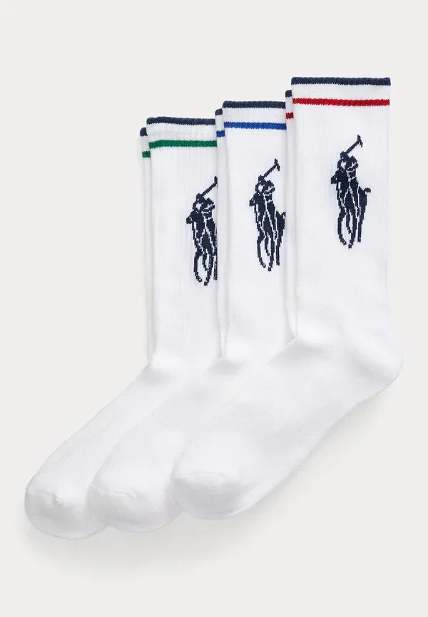 Носки, полиэстер, Big pony athletic crew sock 3 pack, Polo Ralph Lauren, White/Asso, белый