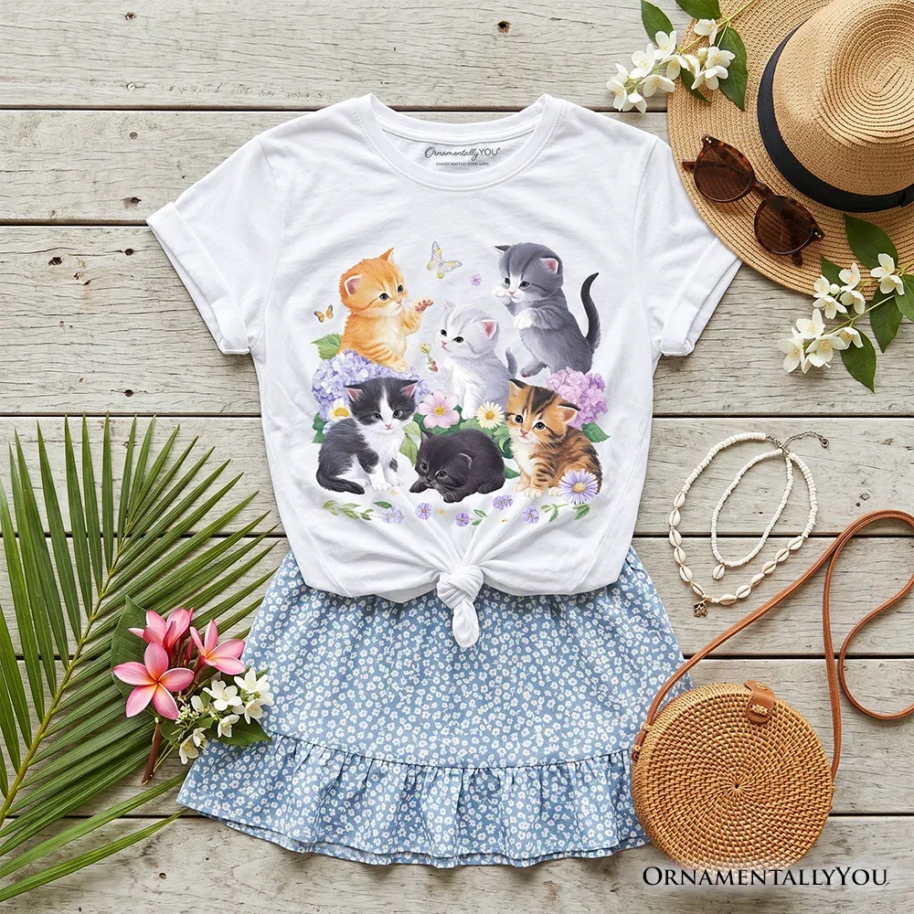 Детская футболка с принтом Botanical Cat Graphic OrnamentallyYou, White