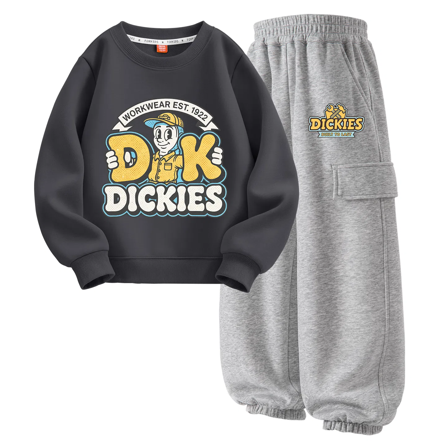 Детский комплект из футера с капюшоном Dickies, Sledgehammer Graphite Gray+Sledgehammer K Light Heather Gray