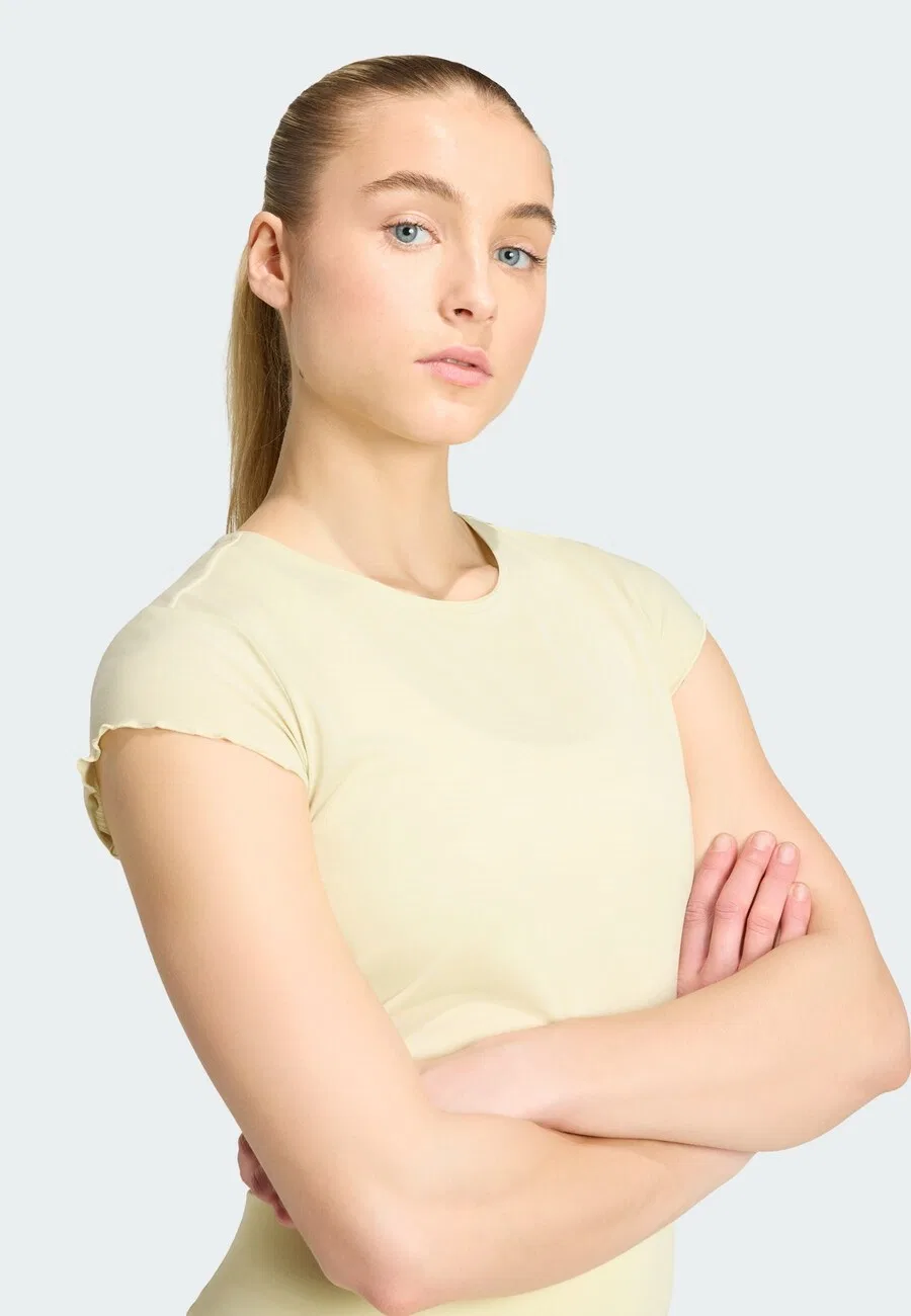Футболка ADIDAS PERFORMANCE Performance Shirt 'Motion' пастельно-желтого цвета — фото 4