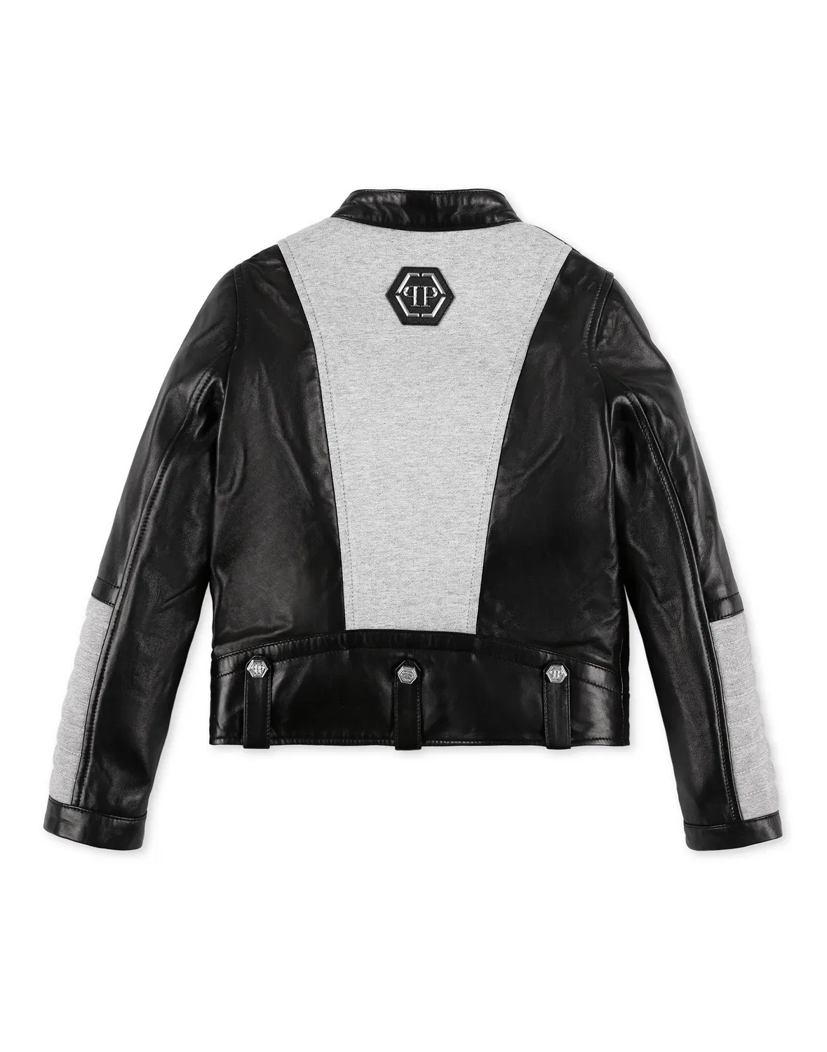 Детская кожаная куртка-косуха Leather Biker Original PHILIPP PLEIN, черный — фото 2