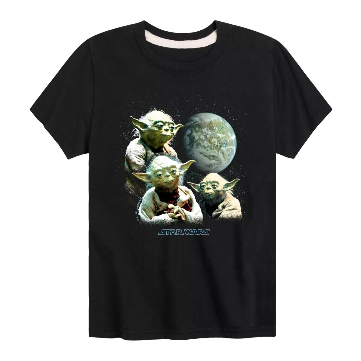 Детская футболка с принтом Yoda Death Star Star Wars, Черный