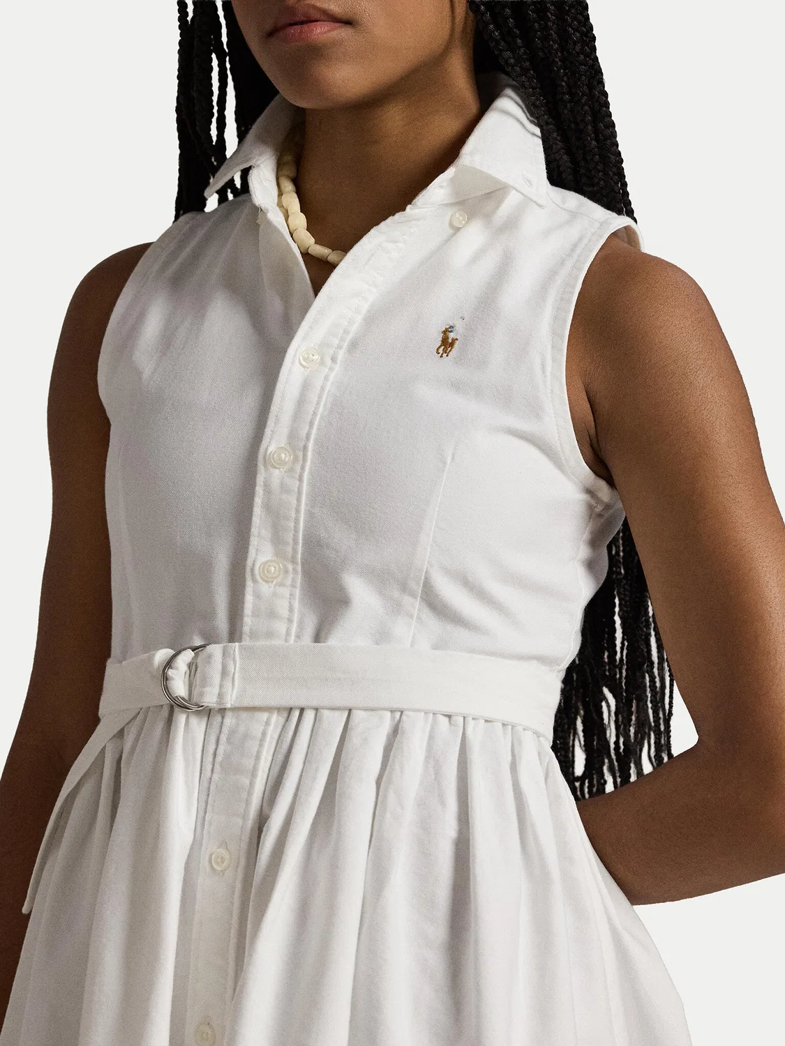 Платье-рубашка стандартного кроя для девочки Polo Ralph Lauren, белый — фото 3