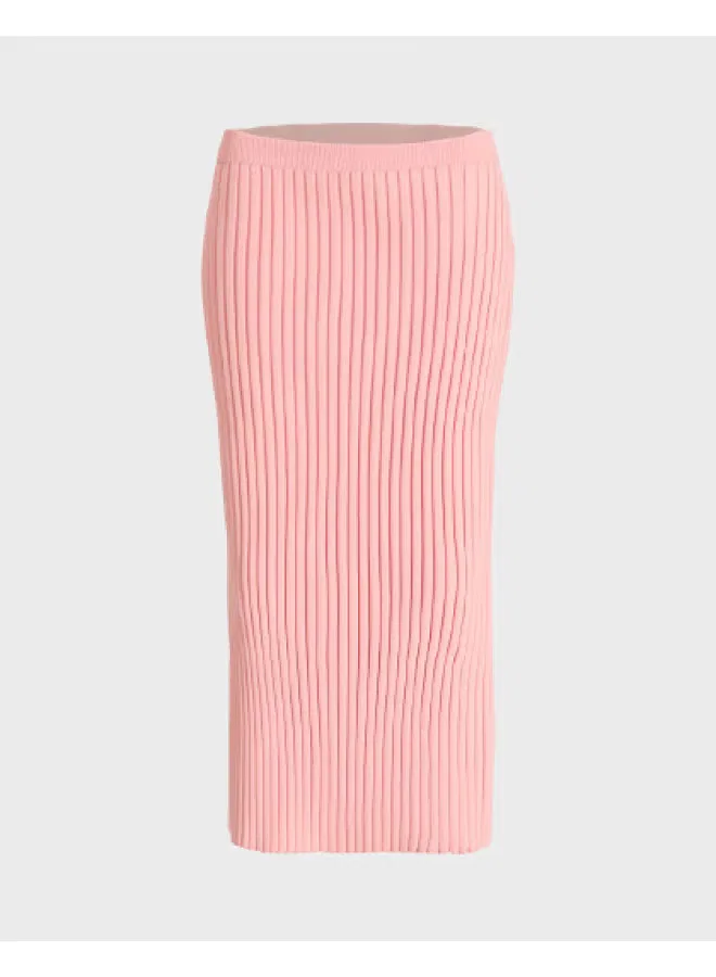 Юбка миди трикотажная с прямым кроем Zara, розовый