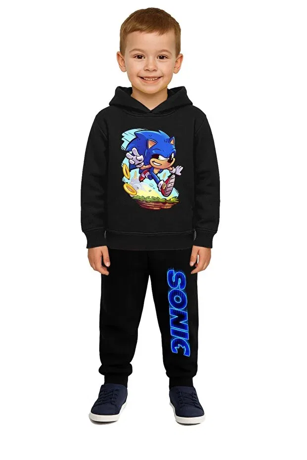 Детский спортивный костюм для девочек с принтом Sonic Sedirli, Black