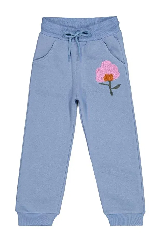 Детские спортивные штаны для девочек с принтом Flower embroidered tracksuit bottoms Civil Girls, Blue