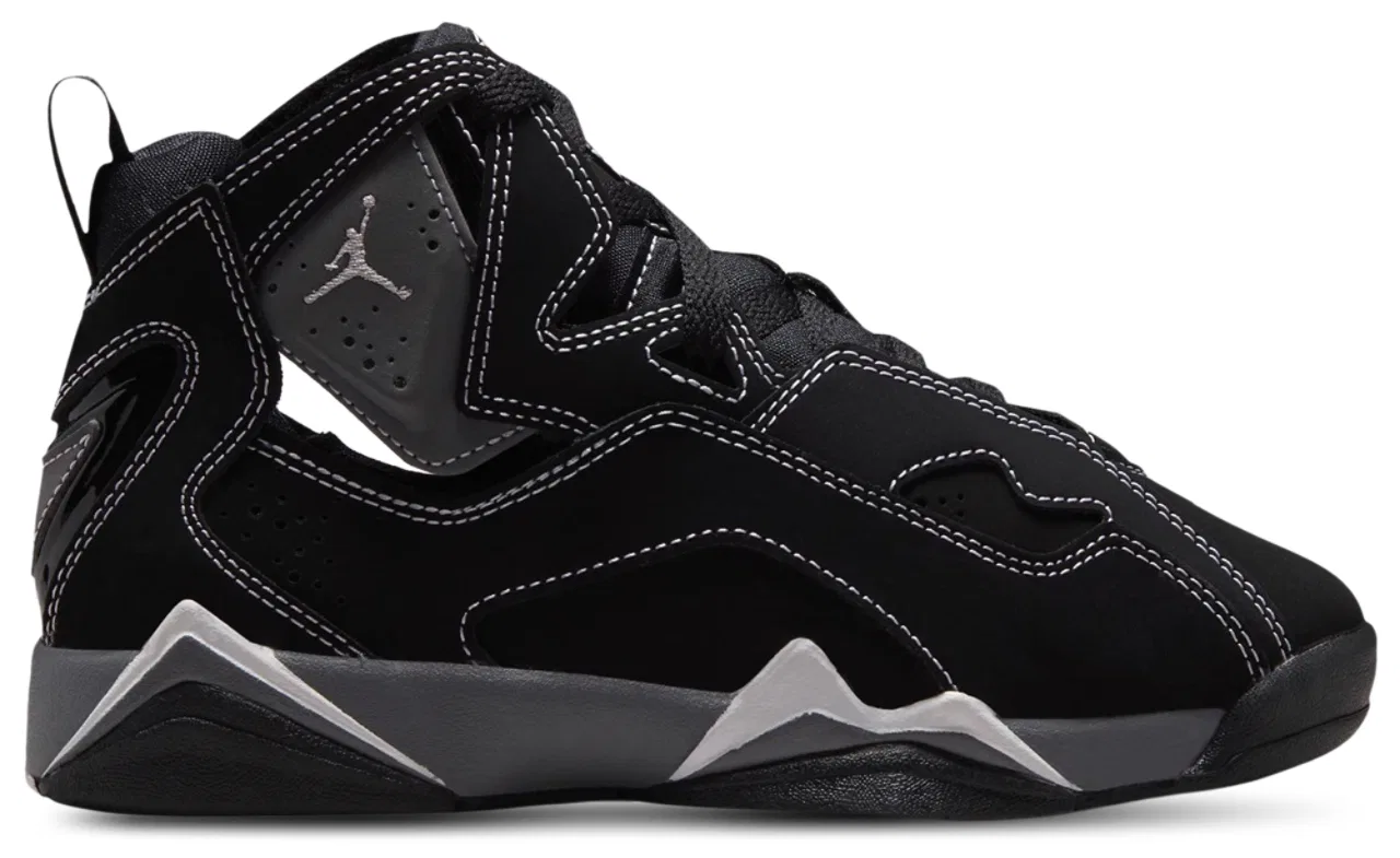 Детские баскетбольные кроссовки с кожаным верхом True Flight Jordan, Black Silver