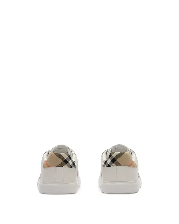 Детские кроссовки для девочек с принтом Noah Check & Leather Lace Up Burberry, Sand Ip Check — фото 2