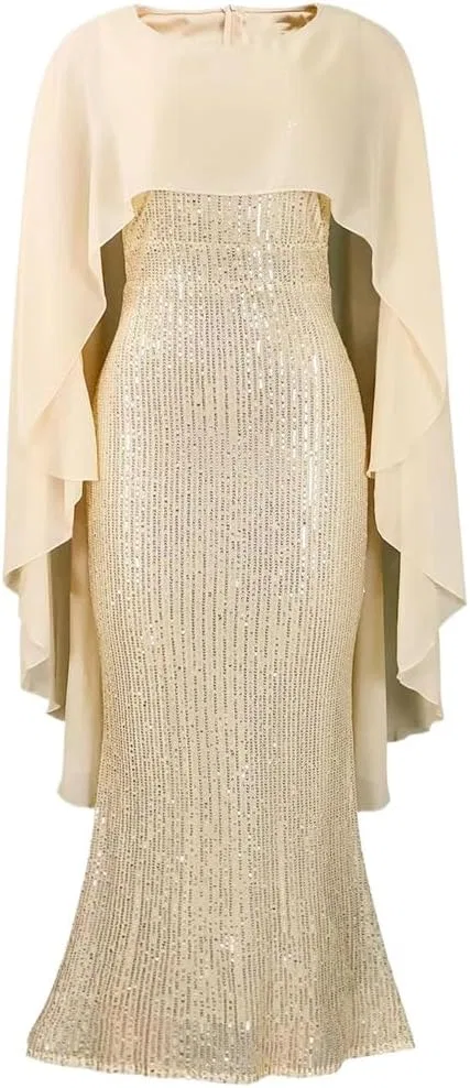 Женское вечернее платье с пайетками Sparkling Chiffon, Champagne