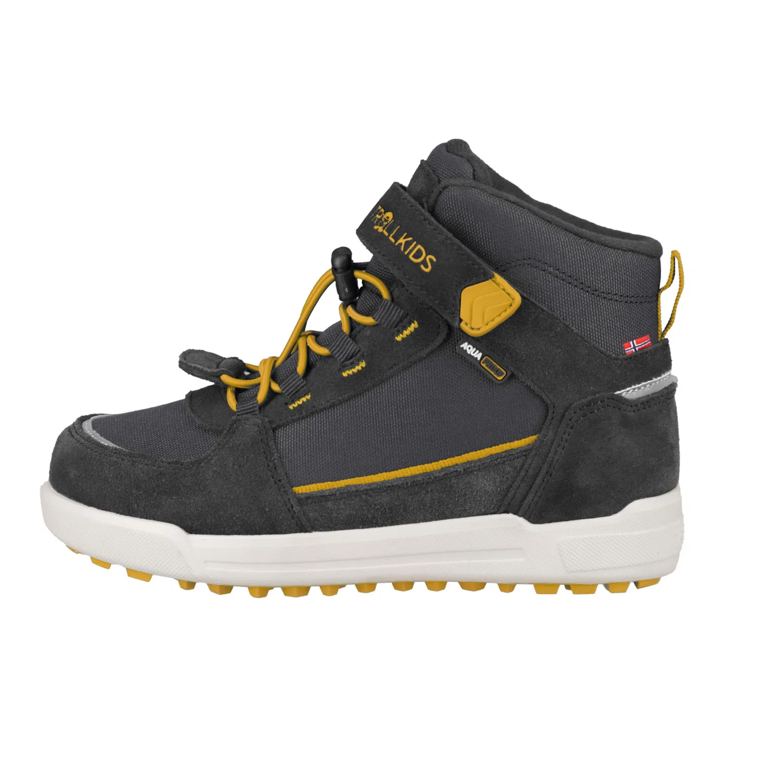 Детские зимние ботинки водонепроницаемые KIDS GRYLLEFJORD MID CUT TROLLKIDS, Anthracite/Golden Yellow