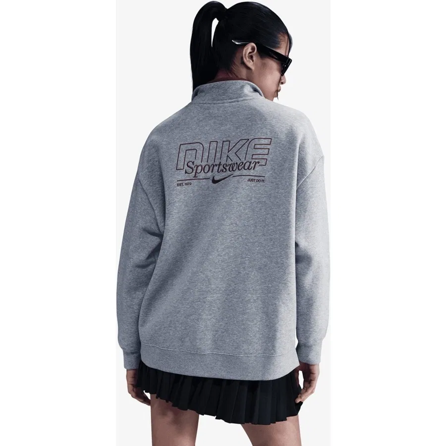 Свитшот женский с четвертью фермуаром Nike Sportswear Fleece, Серый — фото 2