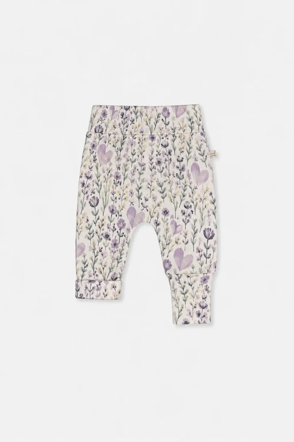 Детские штаны-комплект 2 пары хлопковые Evolutive Deux par Deux, Purple Floral Print — фото 3
